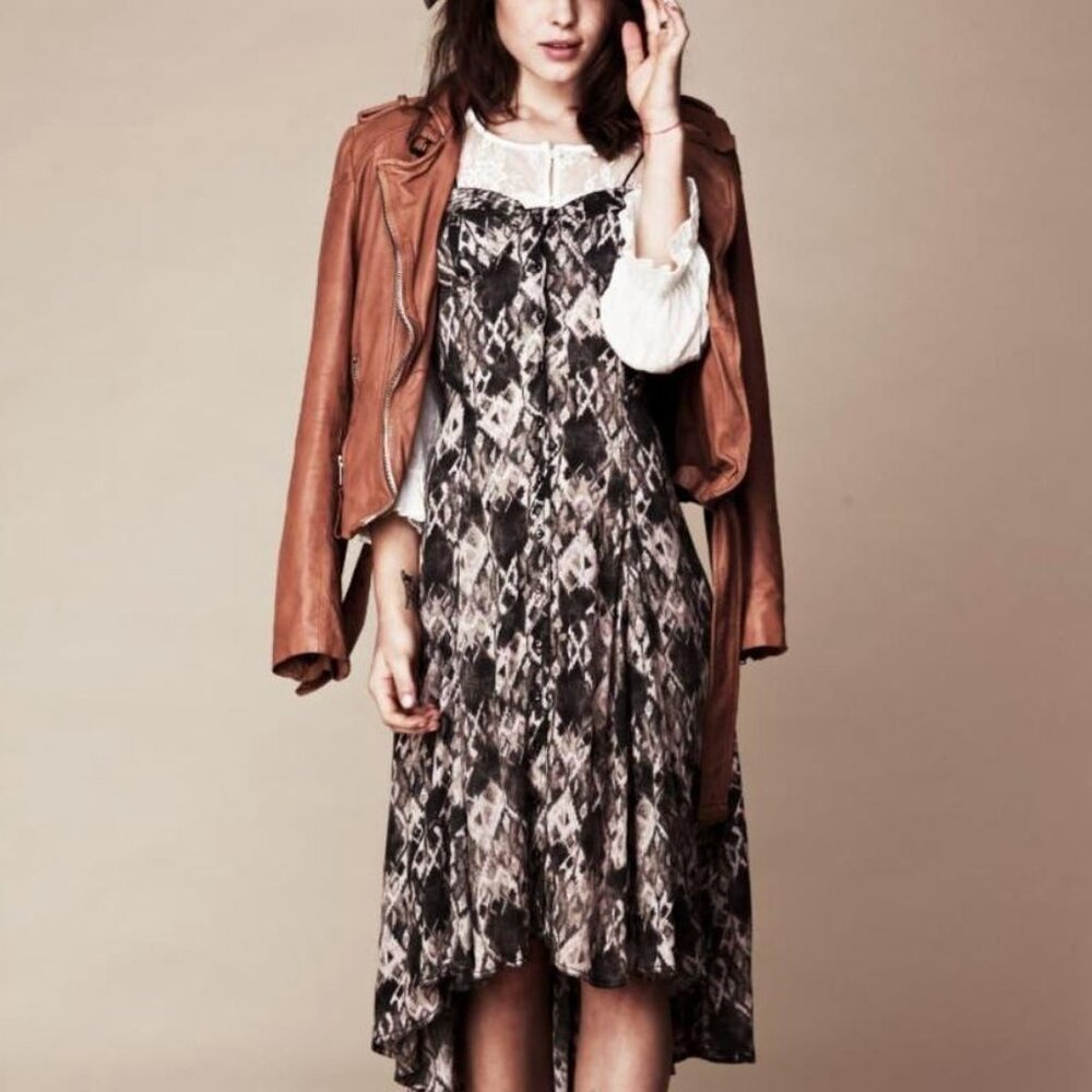 Free People New Romantics Women's 6 Black Comb Strappy Hi-Low Bustier Dress